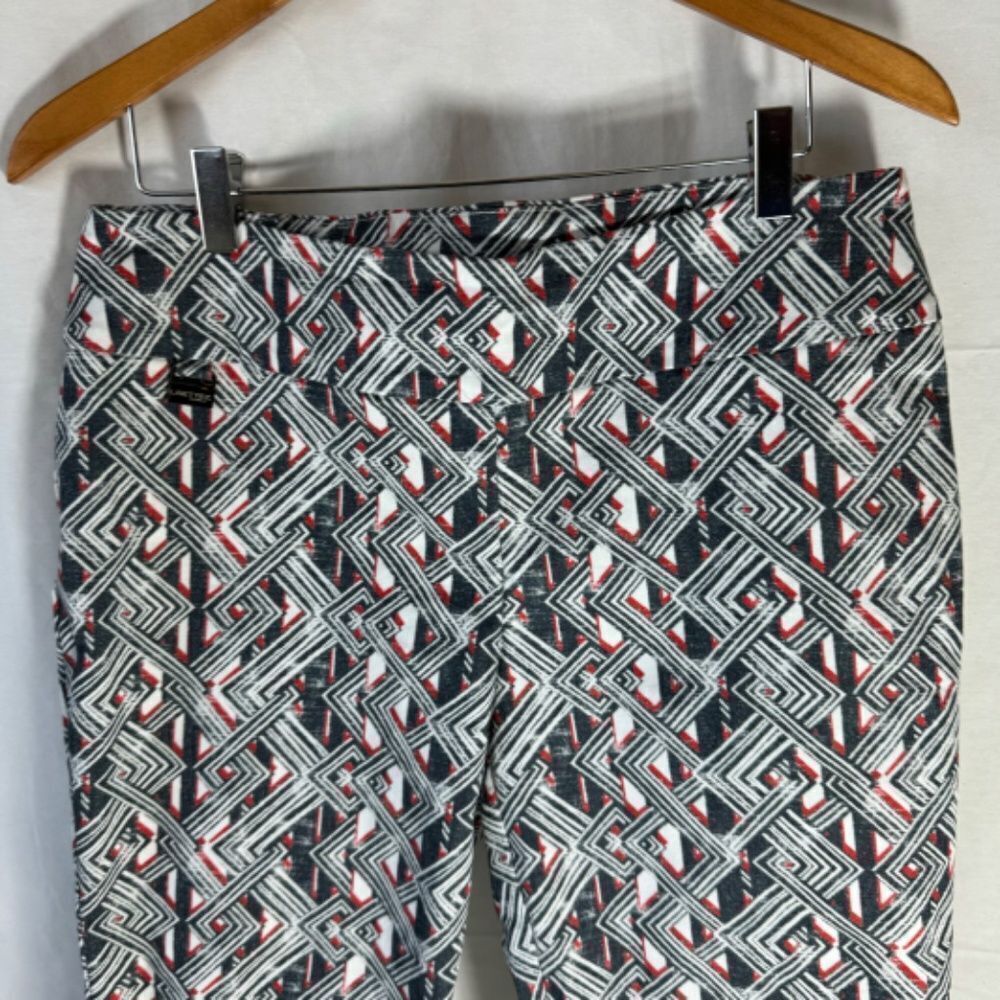 Lisette L Montreal Black/Grey/Red Print Pull On Ankle Pants Sz 12